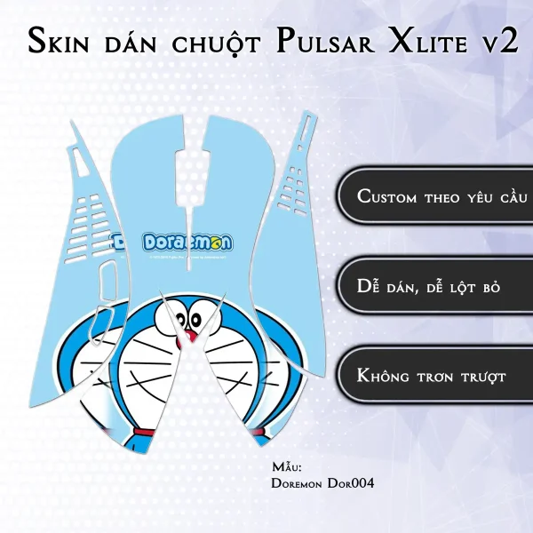Skin dán chuột Pulsar Xlite Wireless v2 mẫu Doremon Dor004