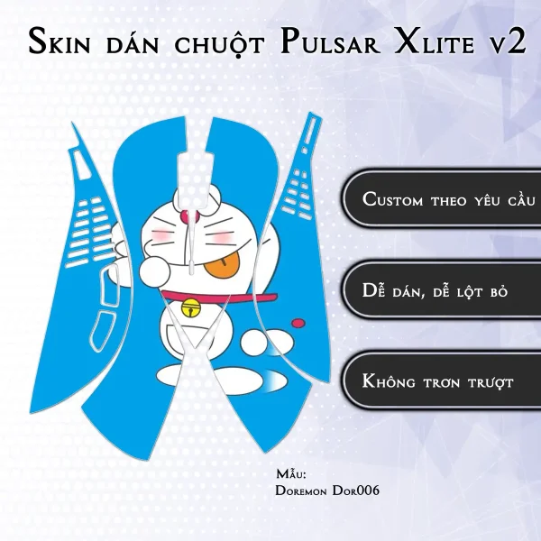 Skin dán chuột Pulsar Xlite Wireless v2 mẫu Doremon Dor006