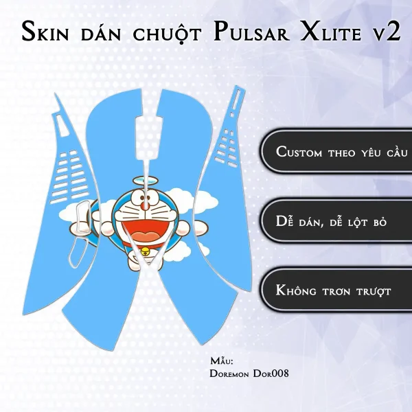 Skin dán chuột Pulsar Xlite Wireless v2 mẫu Doremon Dor008