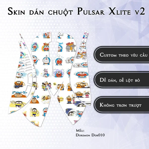Skin dán chuột Pulsar Xlite Wireless v2 mẫu Doremon Dor010