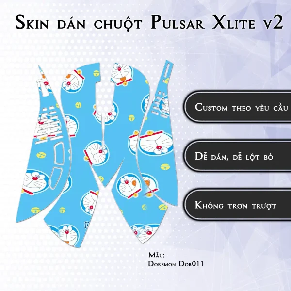 Skin dán chuột Pulsar Xlite Wireless v2 mẫu Doremon Dor011