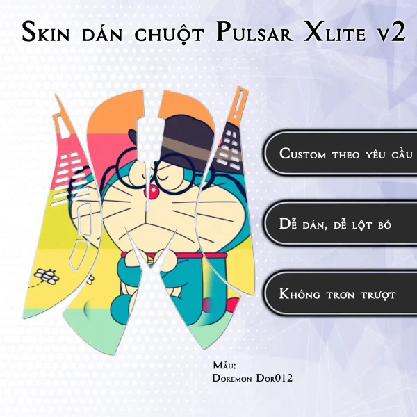 Skin dán chuột Pulsar Xlite Wireless v2 mẫu Doremon Dor012
