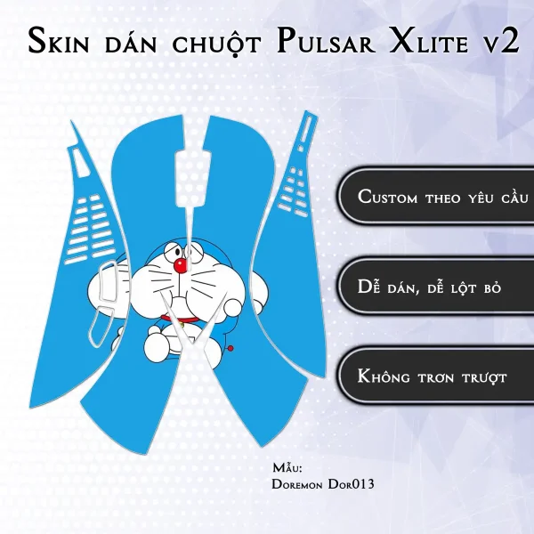 Skin dán chuột Pulsar Xlite Wireless v2 mẫu Doremon Dor013