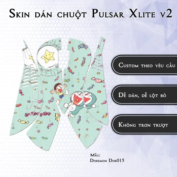 Skin dán chuột Pulsar Xlite Wireless v2 mẫu Doremon Dor015