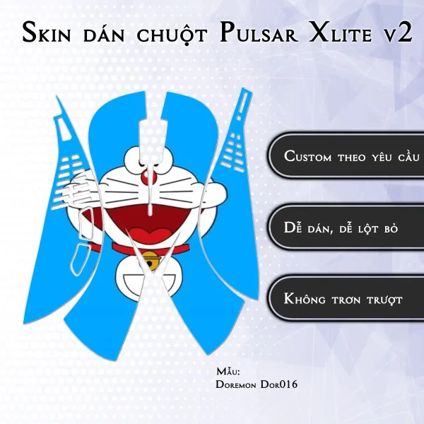 Skin dán chuột Pulsar Xlite Wireless v2 mẫu Doremon Dor016