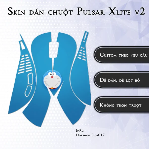 Skin dán chuột Pulsar Xlite Wireless v2 mẫu Doremon Dor017