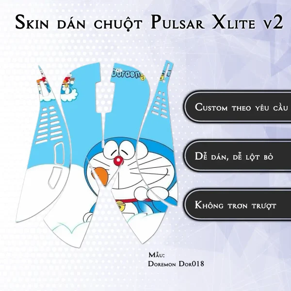 Skin dán chuột Pulsar Xlite Wireless v2 mẫu Doremon Dor018