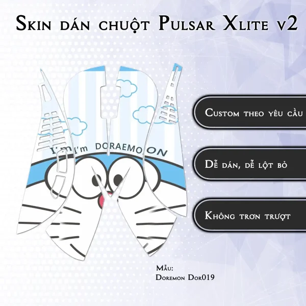 Skin dán chuột Pulsar Xlite Wireless v2 mẫu Doremon Dor019