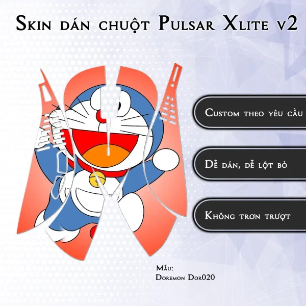 Skin dán chuột Pulsar Xlite Wireless v2 mẫu Doremon Dor020