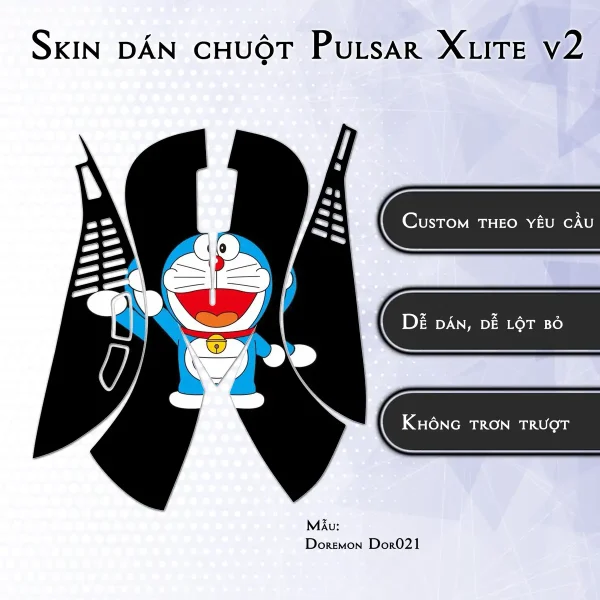 Skin dán chuột Pulsar Xlite Wireless v2 mẫu Doremon Dor021