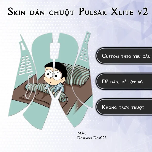 Skin dán chuột Pulsar Xlite Wireless v2 mẫu Doremon Dor023