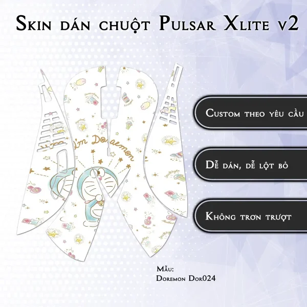 Skin dán chuột Pulsar Xlite Wireless v2 mẫu Doremon Dor024