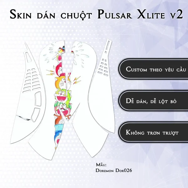 Skin dán chuột Pulsar Xlite Wireless v2 mẫu Doremon Dor026