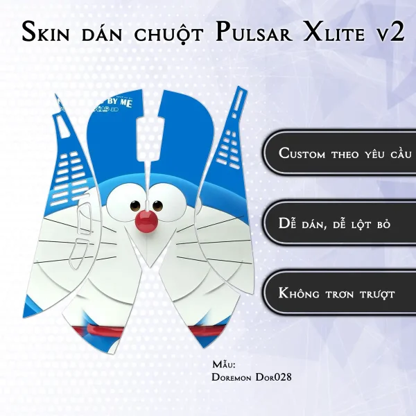 Skin dán chuột Pulsar Xlite Wireless v2 mẫu Doremon Dor028