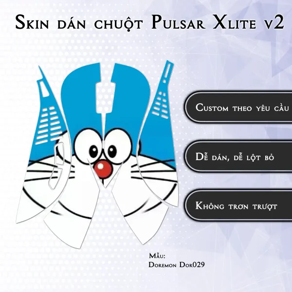 Skin dán chuột Pulsar Xlite Wireless v2 mẫu Doremon Dor029