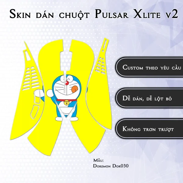 Skin dán chuột Pulsar Xlite Wireless v2 mẫu Doremon Dor030