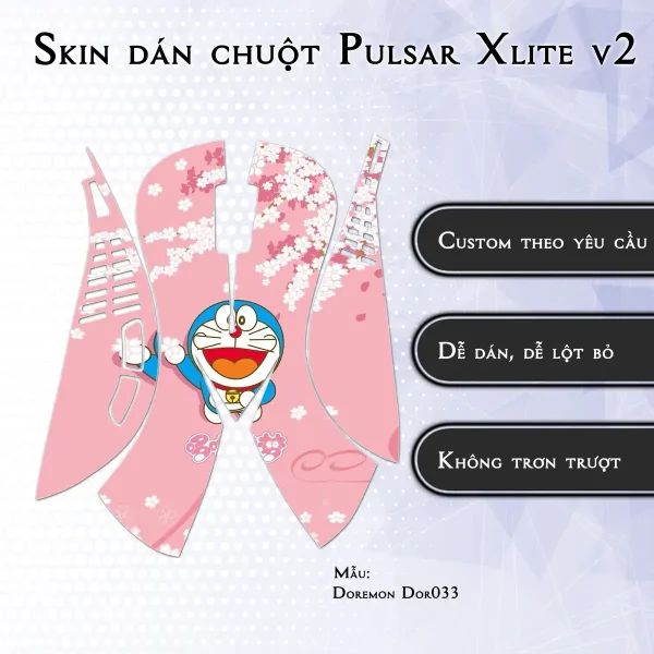 Skin dán chuột Pulsar Xlite Wireless v2 mẫu Doremon Dor033