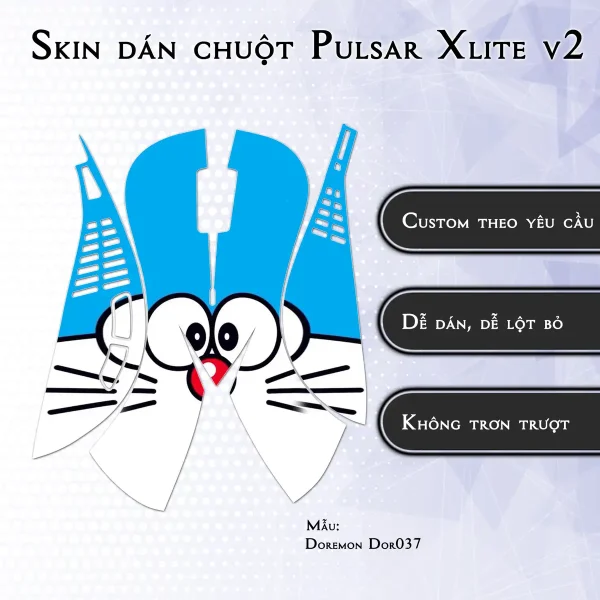 Skin dán chuột Pulsar Xlite Wireless v2 mẫu Doremon Dor037