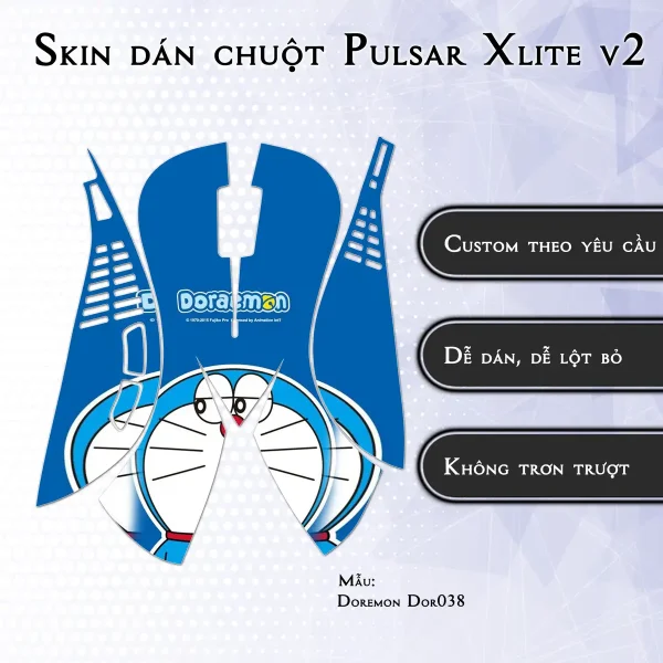 Skin dán chuột Pulsar Xlite Wireless v2 mẫu Doremon Dor038