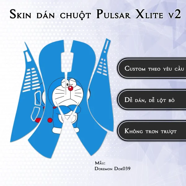 Skin dán chuột Pulsar Xlite Wireless v2 mẫu Doremon Dor039