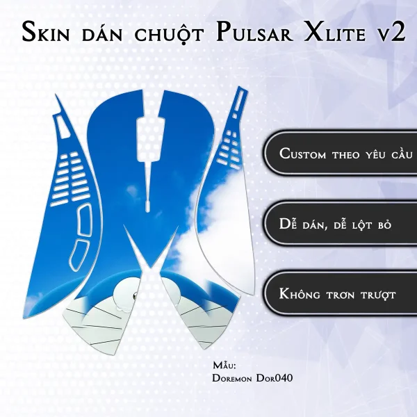 Skin dán chuột Pulsar Xlite Wireless v2 mẫu Doremon Dor040