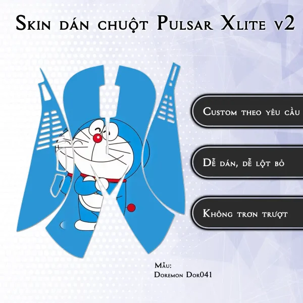 Skin dán chuột Pulsar Xlite Wireless v2 mẫu Doremon Dor041