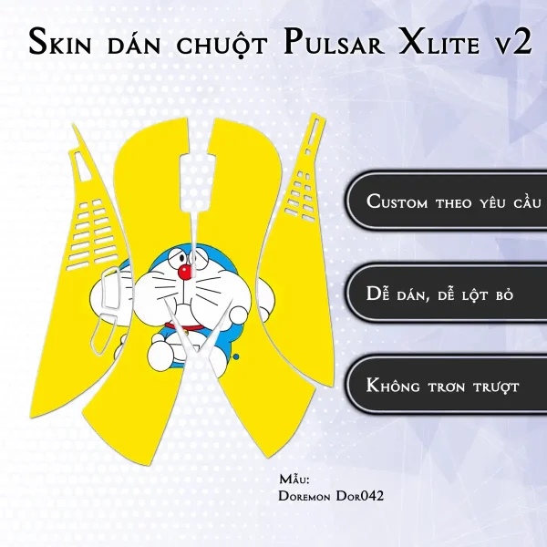 Skin dán chuột Pulsar Xlite Wireless v2 mẫu Doremon Dor042