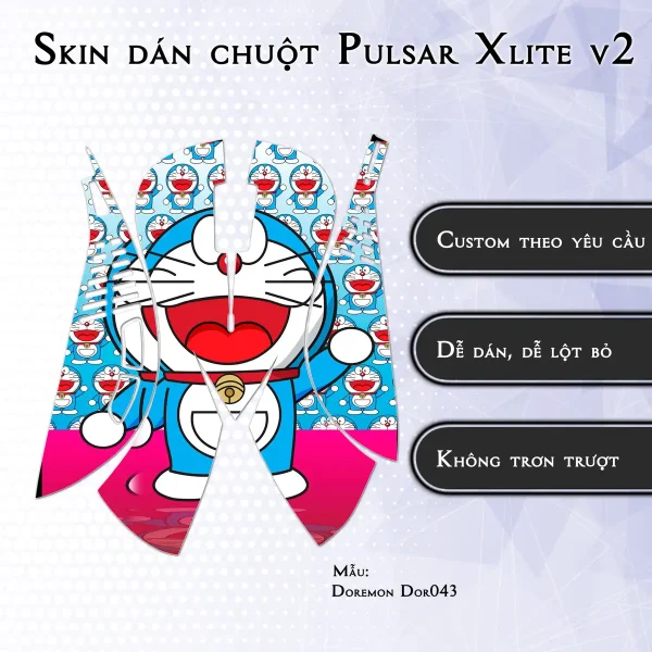Skin dán chuột Pulsar Xlite Wireless v2 mẫu Doremon Dor043