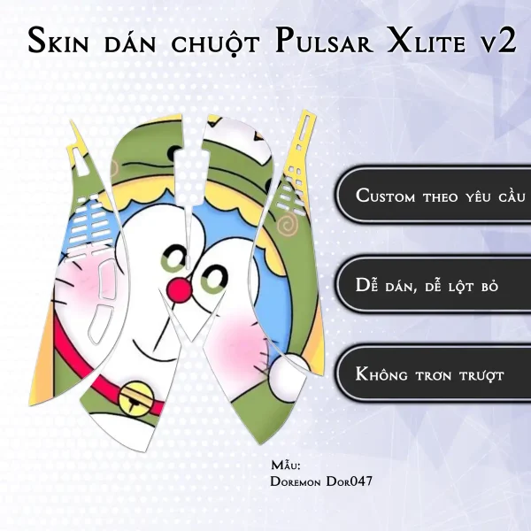 Skin dán chuột Pulsar Xlite Wireless v2 mẫu Doremon Dor047