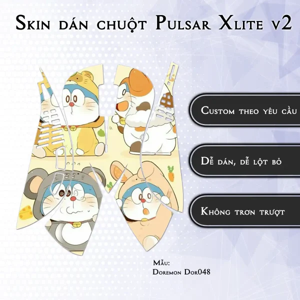 Skin dán chuột Pulsar Xlite Wireless v2 mẫu Doremon Dor048