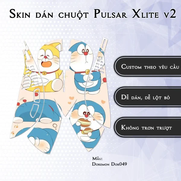 Skin dán chuột Pulsar Xlite Wireless v2 mẫu Doremon Dor049