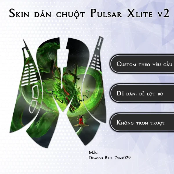 Skin dán chuột Pulsar Xlite Wireless v2 mẫu Dragon Ball 7vnr029