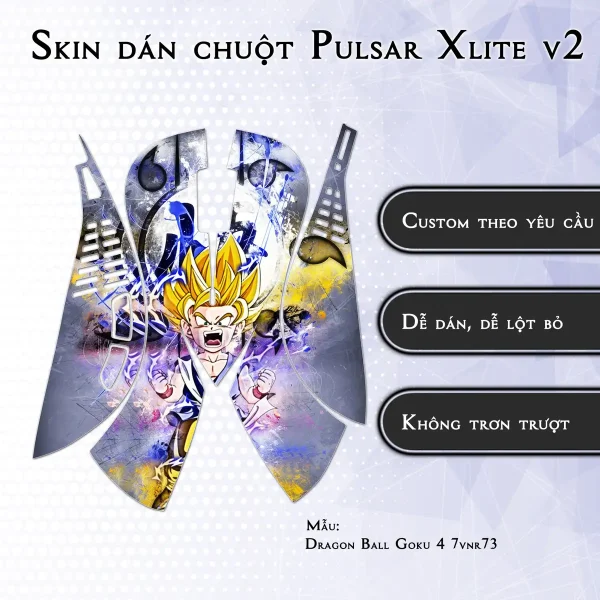 Skin dán chuột Pulsar Xlite Wireless v2 mẫu Dragon Ball Goku 4 7vnr73