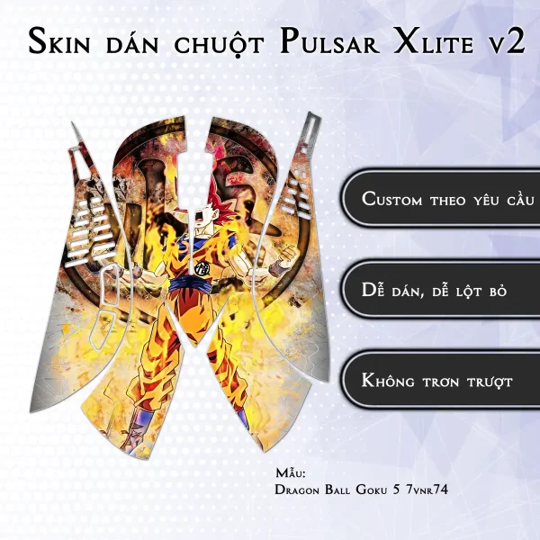 Skin dán chuột Pulsar Xlite Wireless v2 mẫu Dragon Ball Goku 5 7vnr74