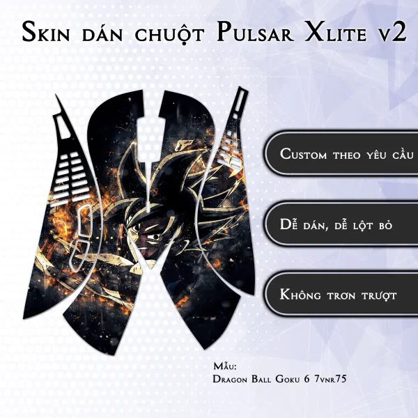 Skin dán chuột Pulsar Xlite Wireless v2 mẫu Dragon Ball Goku 6 7vnr75