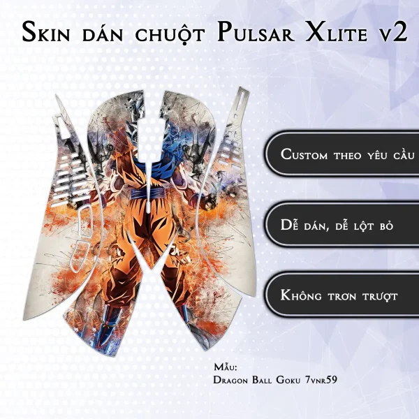 Skin dán chuột Pulsar Xlite Wireless v2 mẫu Dragon Ball Goku 7vnr59
