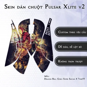 Skin dán chuột Pulsar Xlite Wireless v2 mẫu Dragon Ball Goku Super Saiyan 4 7vnr55