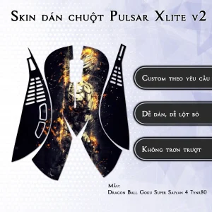 Skin dán chuột Pulsar Xlite Wireless v2 mẫu Dragon Ball Goku Super Saiyan 4 7vnr80