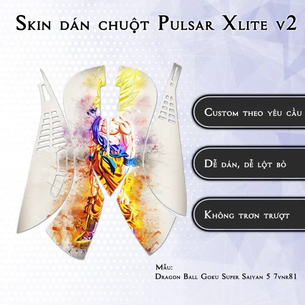 Skin dán chuột Pulsar Xlite Wireless v2 mẫu Dragon Ball Goku Super Saiyan 5 7vnr81