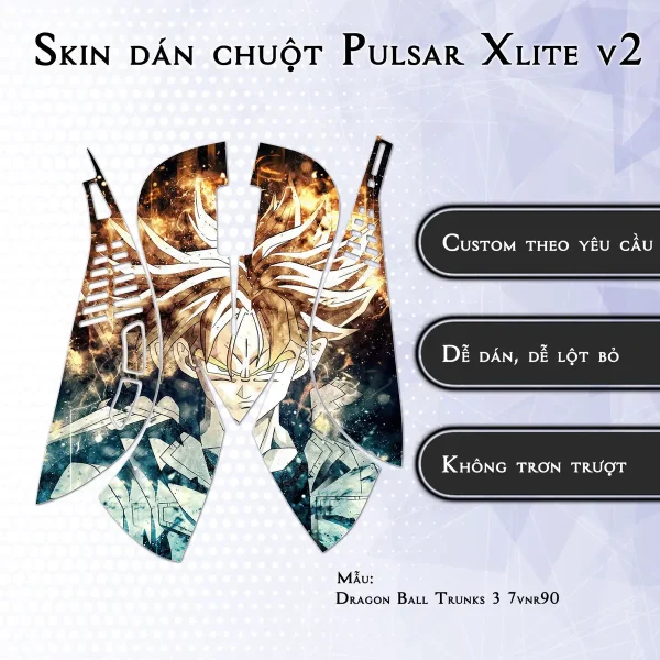 Skin dán chuột Pulsar Xlite Wireless v2 mẫu Dragon Ball Trunks 3 7vnr90