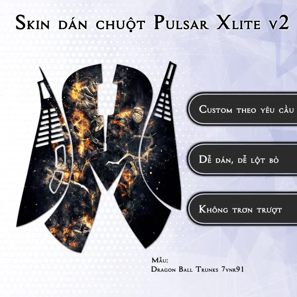 Skin dán chuột Pulsar Xlite Wireless v2 mẫu Dragon Ball Trunks 7vnr91