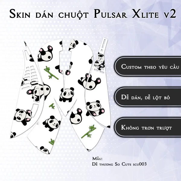 Skin dán chuột Pulsar Xlite Wireless v2 mẫu Dễ thương So Cute scu003