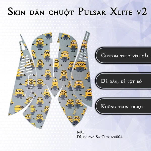 Skin dán chuột Pulsar Xlite Wireless v2 mẫu Dễ thương So Cute scu004