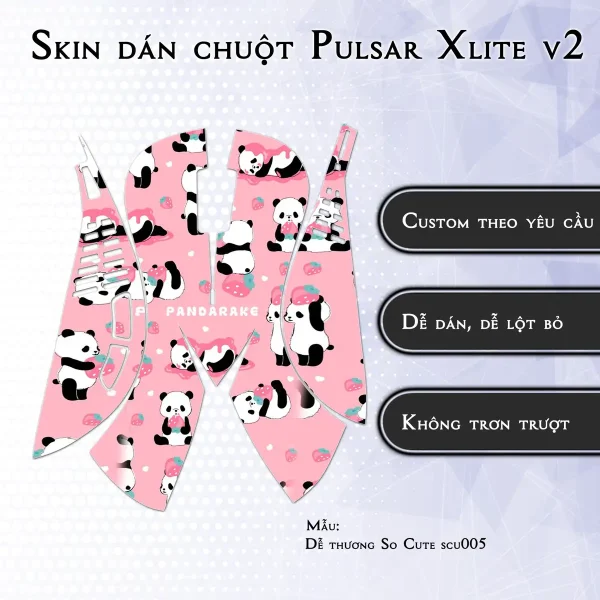 Skin dán chuột Pulsar Xlite Wireless v2 mẫu Dễ thương So Cute scu005