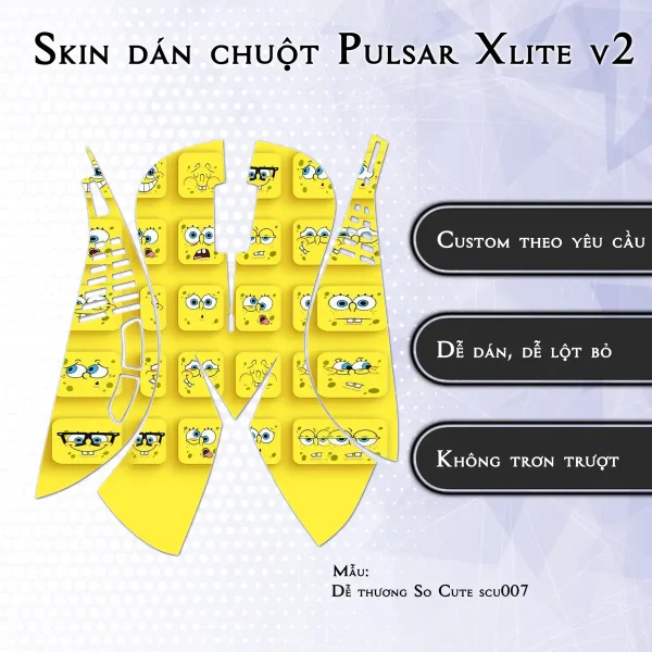 Skin dán chuột Pulsar Xlite Wireless v2 mẫu Dễ thương So Cute scu007