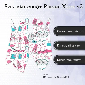 Skin dán chuột Pulsar Xlite Wireless v2 mẫu Dễ thương So Cute scu011