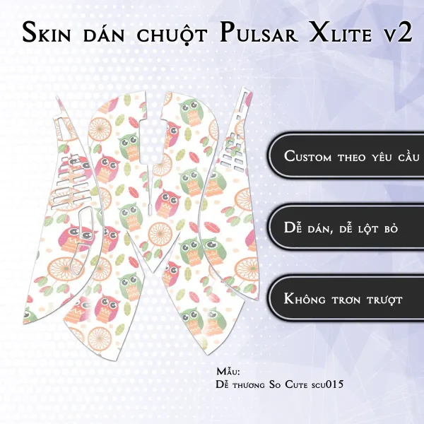 Skin dán chuột Pulsar Xlite Wireless v2 mẫu Dễ thương So Cute scu015