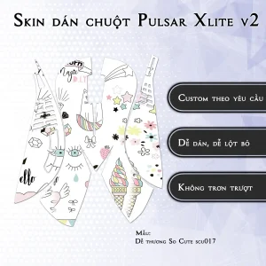 Skin dán chuột Pulsar Xlite Wireless v2 mẫu Dễ thương So Cute scu017