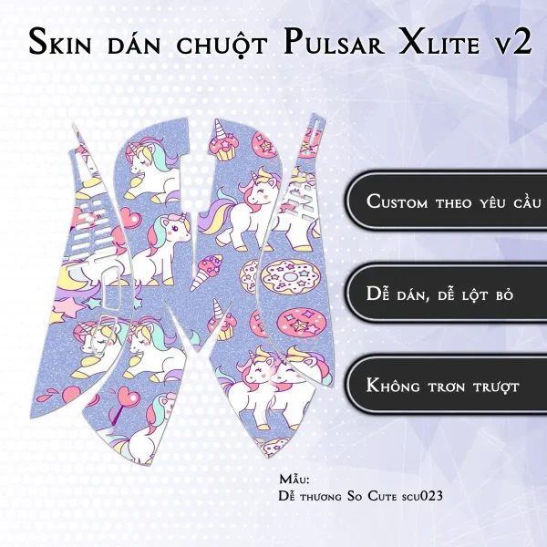 Skin dán chuột Pulsar Xlite Wireless v2 mẫu Dễ thương So Cute scu023