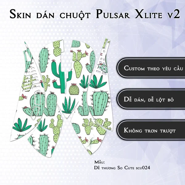 Skin dán chuột Pulsar Xlite Wireless v2 mẫu Dễ thương So Cute scu024